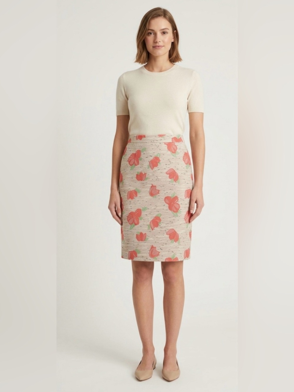 J. Crew Factory Pencil Skirt Summer Cerise Floral Tweed Size 6 NWT